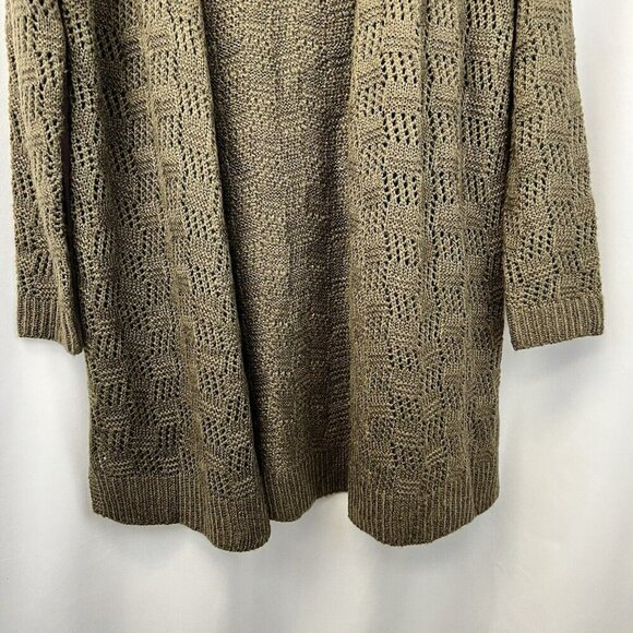 Ganji LA Crochet Knit Long Sleeve Open Front Long Cardigan Olive Size S/M - Picture 4 of 8
